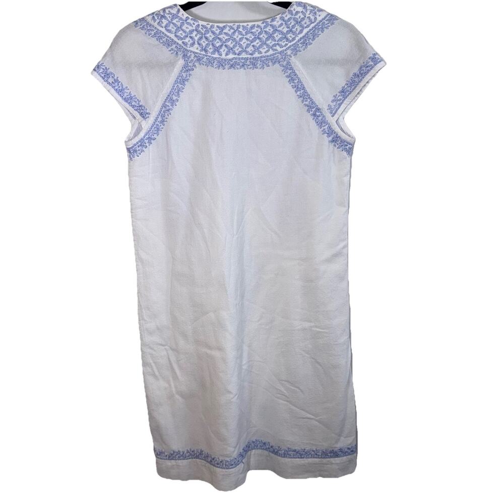 Roller Rabbit Faith Embroidered Dress White Blue Cottagecore Prairie Boho Sz XXS - Picture 3 of 9